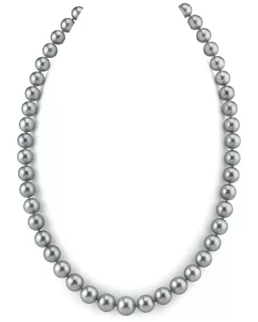 9-11 mm Silvery-Green Tahitian South Sea Pearl Necklace - AAAA Quality