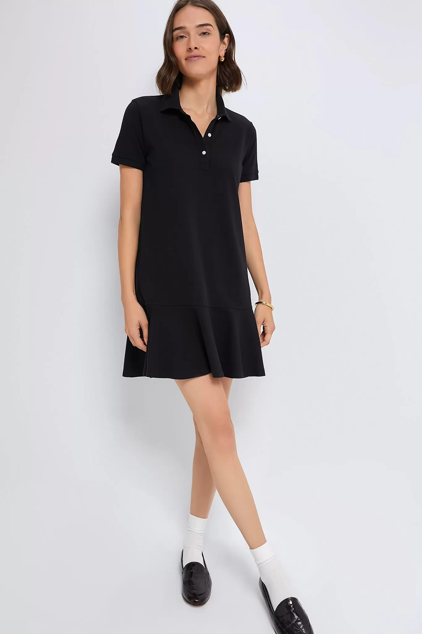 Black Pique May Polo Dress