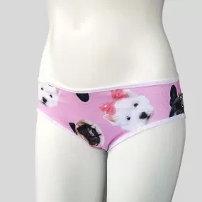 Low-cut underwear brief with dog print