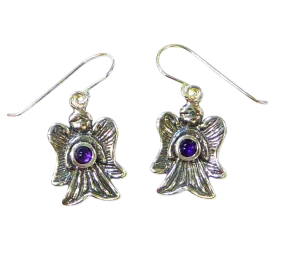 Sterling Silver Earrings for Women. Angels Israeli Jewelry Earrings set with gemstones